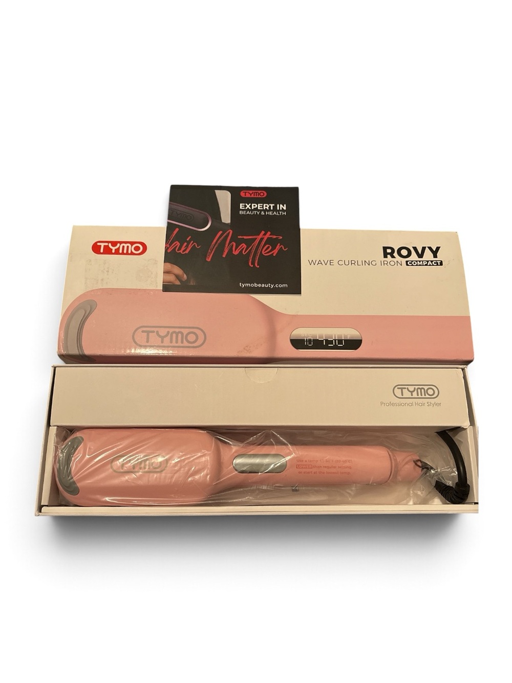 TYMO ROVY Compact Wave Curling Iron Pink Hair Waver Ceramic Styling Tool
